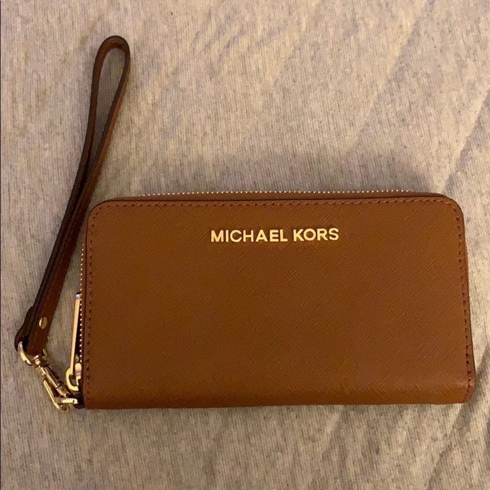 Michael Kors Tan Leather Wristlet